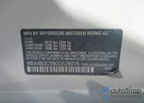 2016 BMW 435I Gran Coupe xDrive from USA, damaged, VIN WBA4B3C58GG528016